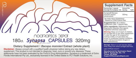 Synapsa Bacopa Monnieri 320Mg. 180 Capsulas