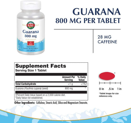 KAL Guarana 800Mg. 120 Tabletas