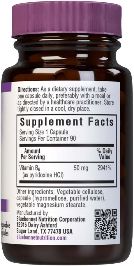 Bluebonnet Nutrition Vitamin B6 50Mg. 90 Capsulas