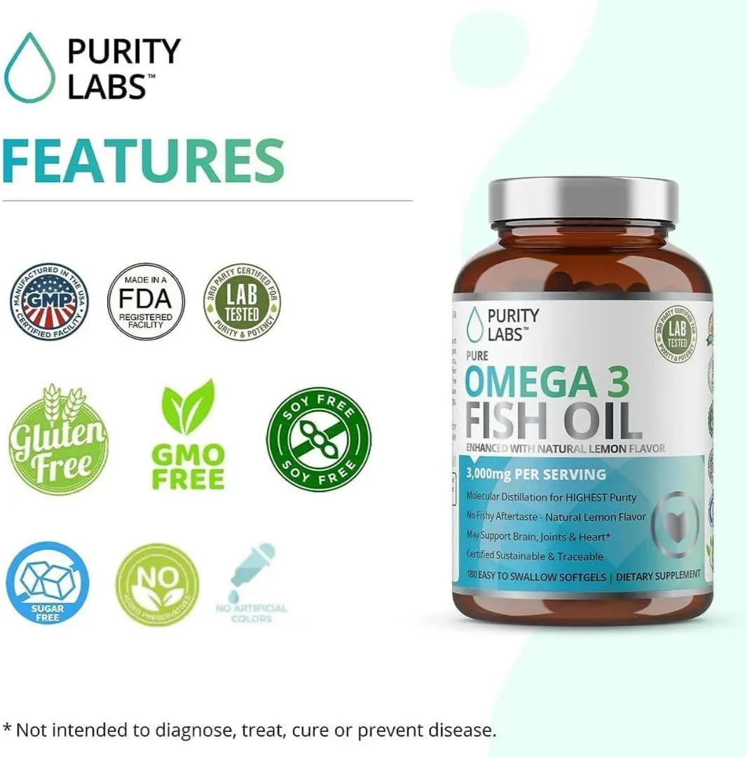 PURITY LABS - Purity Labs Omega 3 Fish Oil 3000Mg. 180 Capsulas Blandas - The Red Vitamin MX - Suplementos Alimenticios - {{ shop.shopifyCountryName }}