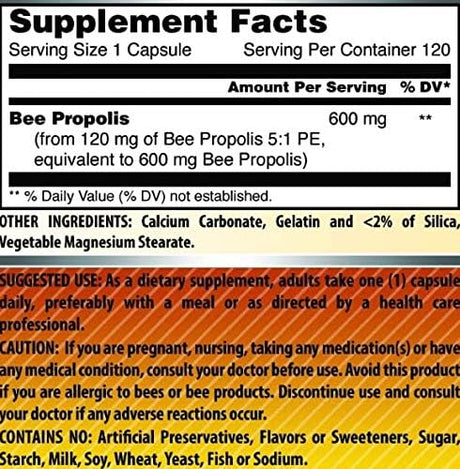 Amazing Formulas Bee Propolis 600Mg. 120 Capsulas