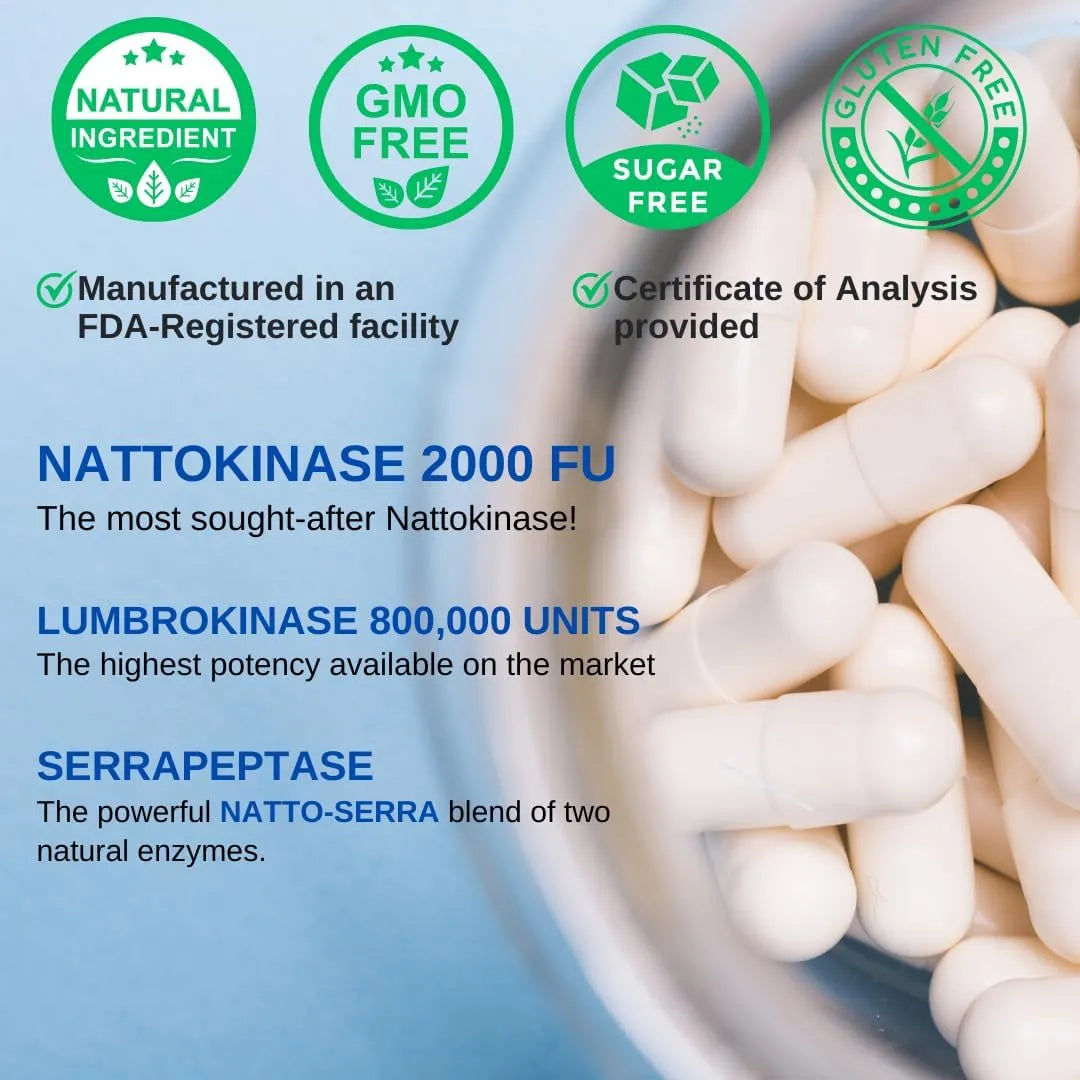 VINATURA - VINATURA Lumbrokinase Nattokinase 2000FU & Serrapeptase 60 Capsulas - The Red Vitamin MX - Suplementos Alimenticios - {{ shop.shopifyCountryName }}