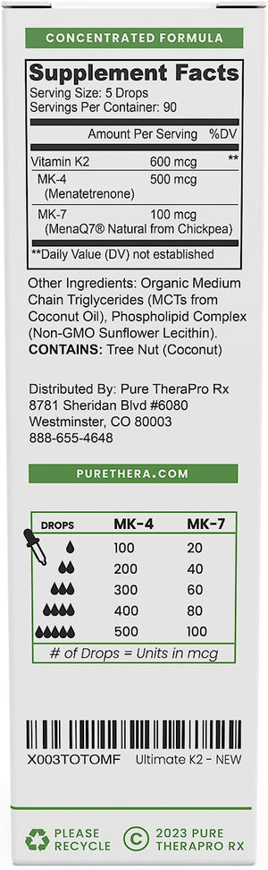 Pure TheraPro Rx Ultimate K2 Supplement 600mcg 10Ml.