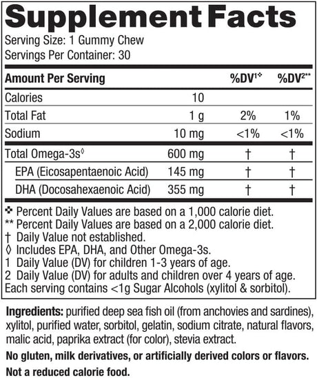 Nordic Naturals Zero Sugar Children’s DHA Gummy Chews 30 Gomitas