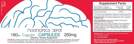 Nootropics Depot Cognizin Citicoline 180 Capsulas