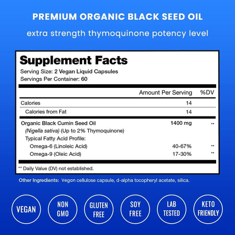 NutraChamps Organic Black Seed Oil 120 Capsulas