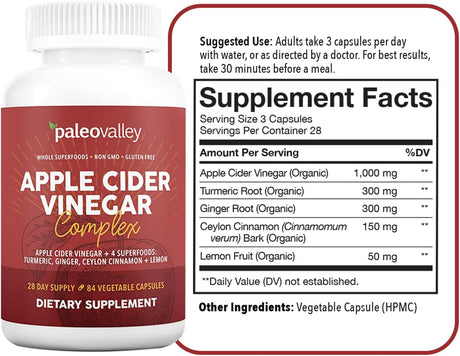 Paleovalley Apple Cider Vinegar Complex 84 Capsulas
