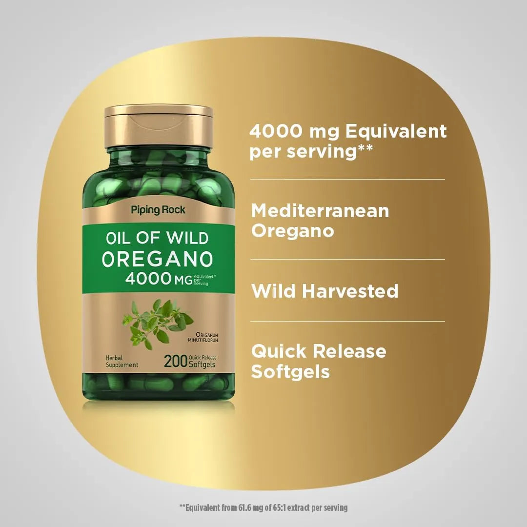 PIPING ROCK - Piping Rock Oregano Oil 4000Mg. 200 Capsulas Blandas - The Red Vitamin MX - Suplementos Alimenticios - {{ shop.shopifyCountryName }}