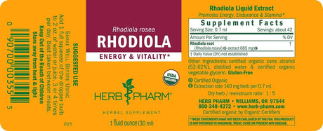 Herb Pharm Certified Organic Rhodiola Root Extract 30Ml.