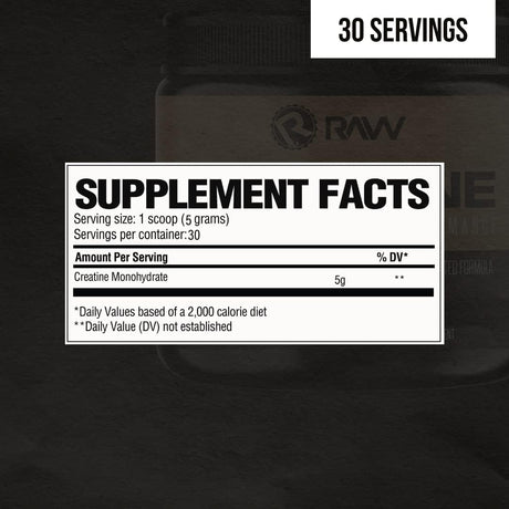 RAW Nutrition Creatine Monohydrate Powder Unflavored 30 Servicios 150Gr.