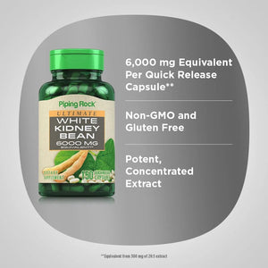 PIPING ROCK - Piping Rock White Kidney Bean Extract 6000Mg. 150 Capsulas - The Red Vitamin MX - Suplementos Alimenticios - {{ shop.shopifyCountryName }}