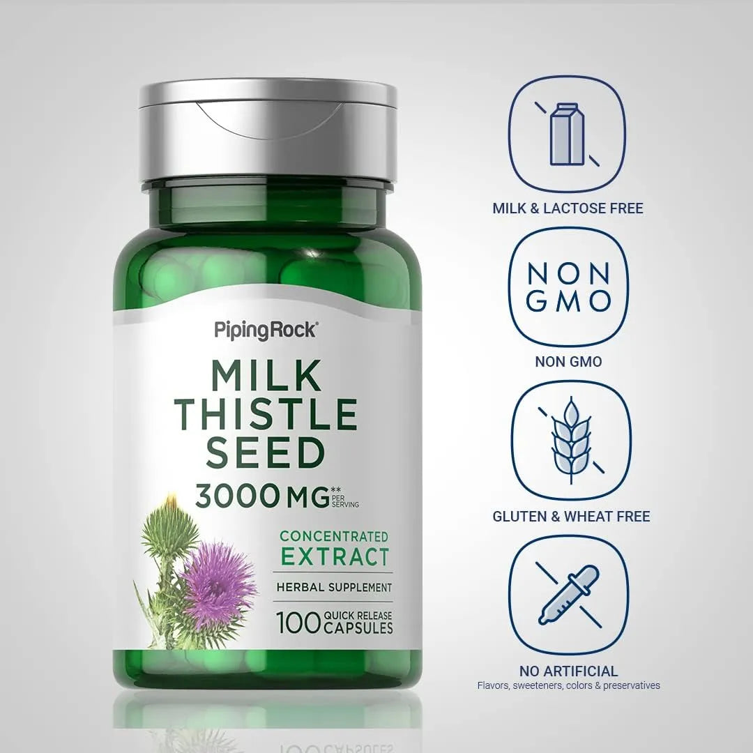 PIPING ROCK - Piping Rock Milk Thistle 3000Mg. 100 Capsulas - The Red Vitamin MX - Suplementos Alimenticios - {{ shop.shopifyCountryName }}