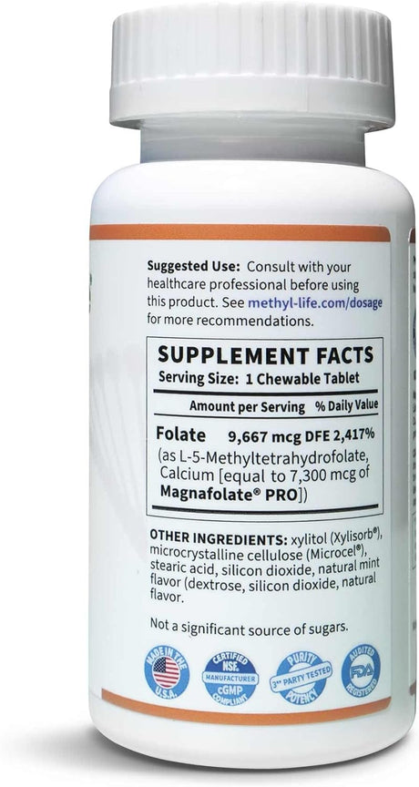 Methyl-Life Purest L-Methylfolate 5Mg. 90 Tabletas Masticables
