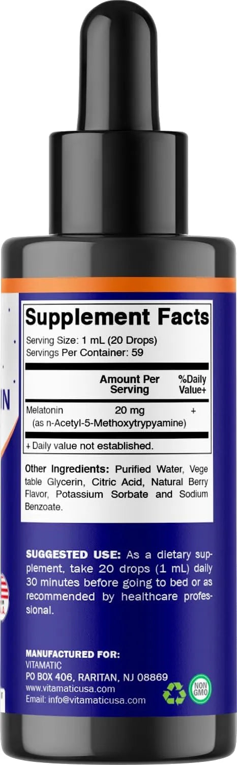 VITAMATIC - Vitamatic Melatonin 20Mg. Liquid Drops 2 Fl.Oz. 2 Pack - The Red Vitamin MX - Suplementos Alimenticios - {{ shop.shopifyCountryName }}