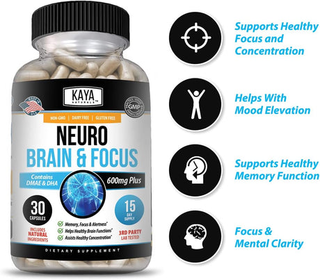 Kaya Naturals Neuro Brain for Memory & Focus Nootropic 30 Capsulas