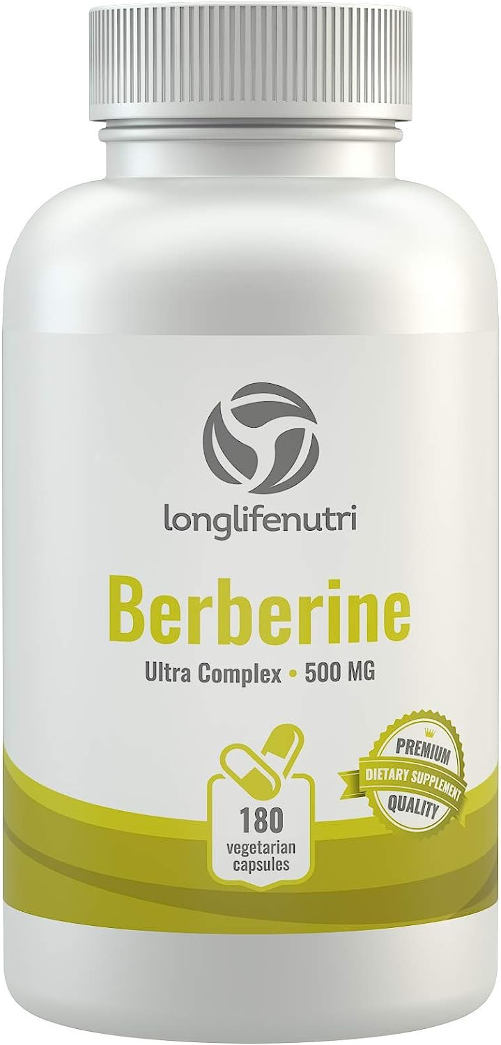 LongLifeNutri Berberine Supplement 500Mg. 180 Capsulas