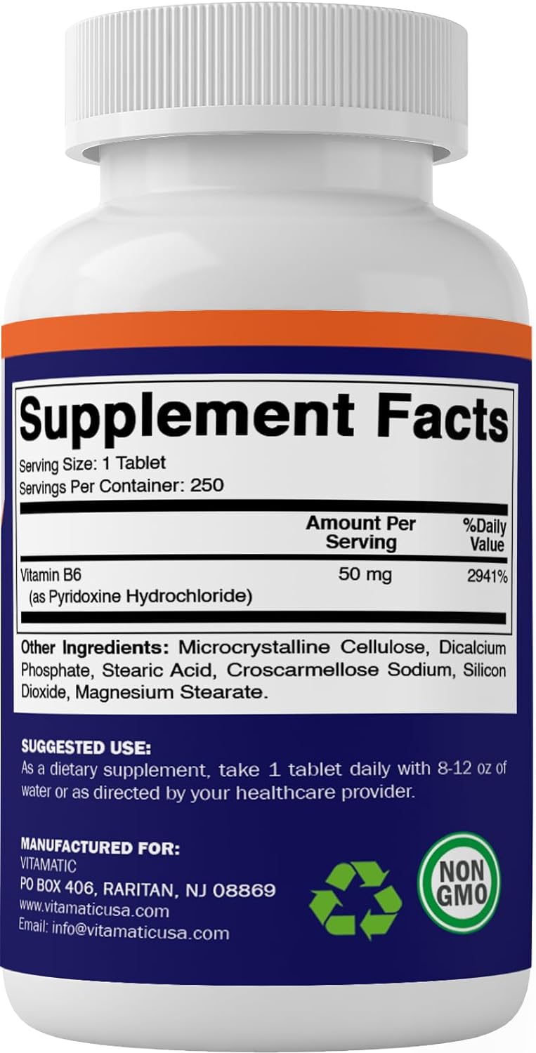 Vitamatic Vitamin B6 50Mg. 250 Tabletas