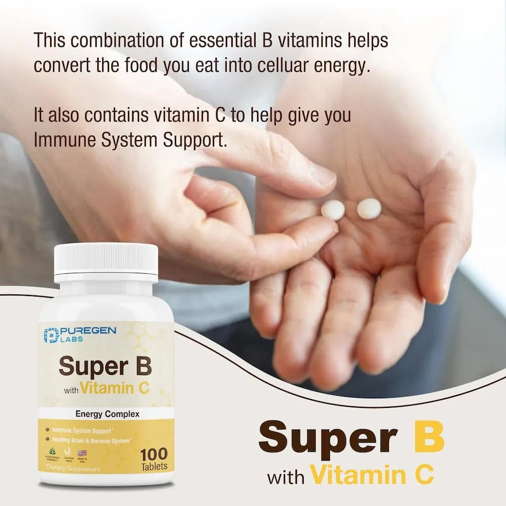 P PUREGEN LABS - Puregen Labs Super B Energy Complex with Vitamin C 100 Tabletas 3 Pack - The Red Vitamin MX - Suplementos Alimenticios - {{ shop.shopifyCountryName }}