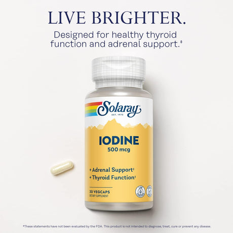 Solaray Iodine 500Mcg. Iodine Supplement 30 Capsulas