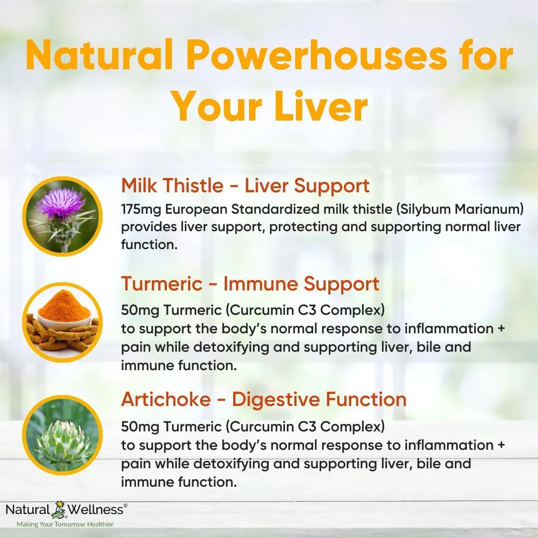 NATURAL WELLNESS - Natural Wellness Milk Thistle with Artichoke & Turmeric 90 Capsulas - The Red Vitamin MX - Suplementos Alimenticios - {{ shop.shopifyCountryName }}