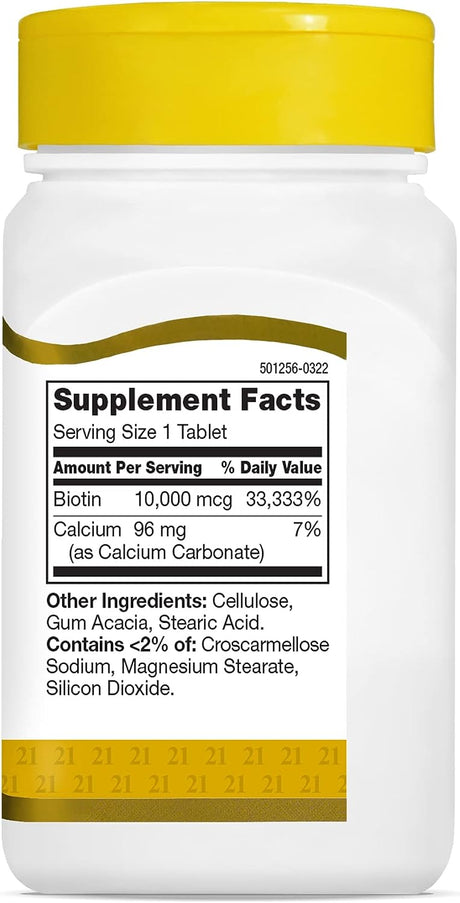 21st Century Biotin 10,000 mcg 120 Tabletas
