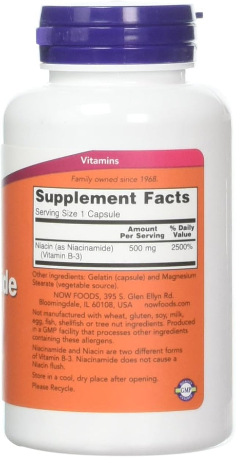 Now Supplements Niacinamide 500Mg. 100 Capsulas 2 Pack