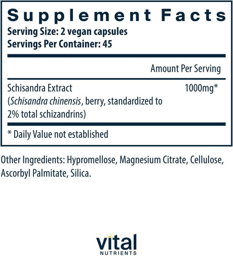 Vital Nutrients Schisandra Extract 1000Mg. 90 Capsulas