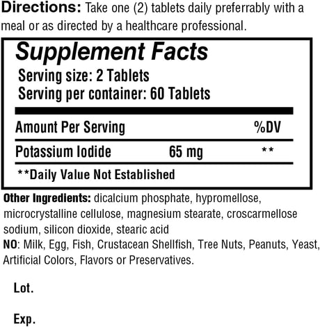 Safrel Potassium Iodide 65Mg. 60 Tabletas