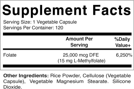 Vitamatic Methyl Folate 15Mg. 120 Capsulas