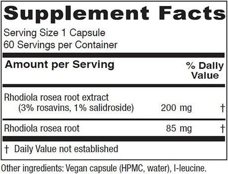 Vitanica Rhodiola Rosea Root Extract 200Mg. 60 Capsulas