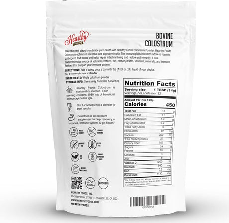 Hearthy Foods Bovine Colostrum Powder 454Gr.