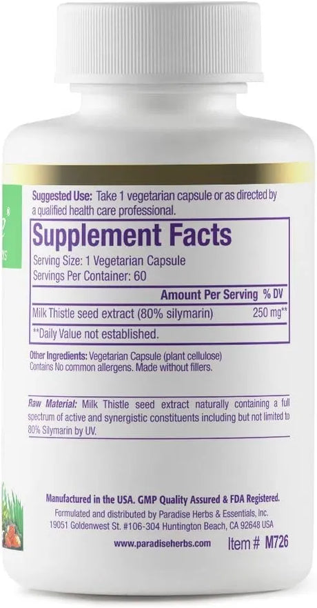 PARADISE HERBS - Paradise Herbs Milk Thistle 60 Capsulas - The Red Vitamin MX - Suplementos Alimenticios - {{ shop.shopifyCountryName }}