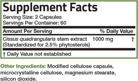 Bronson Cissus Quadrangularis Extract 1000Mg. 120 Capsulas