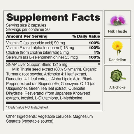 Snap Supplements Liver Health Support 60 Capsulas
