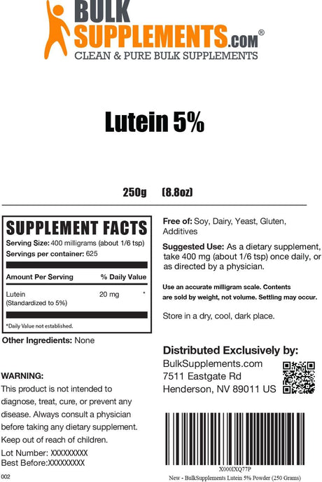 Bulk Supplements Lutein Powder 250Gr.