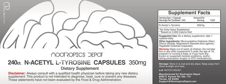 Nootropics Depot N-Acetyl L-Tyrosine 350Mg. 240 Capsulas