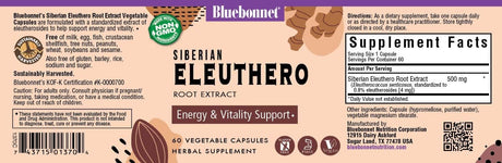 Bluebonnet Eleuthero Root 500Mg. 60 Capsulas