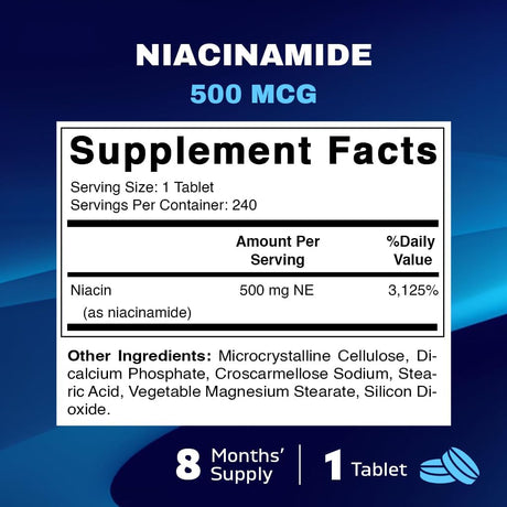 Vitamatic Niacinamide 500Mg. 240 Tabletas