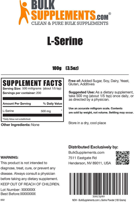 Bulk Supplements L-Serine Powder 100Gr.