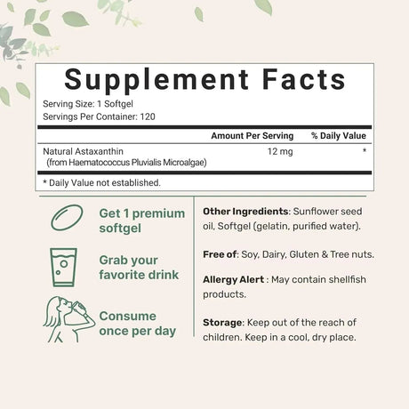 MICRO INGREDIENTS - Micro Ingredients Astaxanthin 12Mg. 120 Capsulas Blandas - The Red Vitamin MX - Suplementos Alimenticios - {{ shop.shopifyCountryName }}