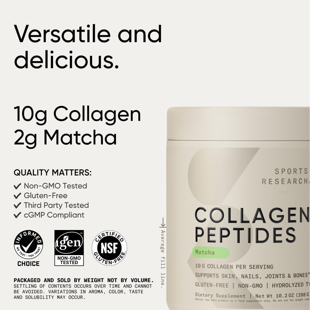 Sports Research Collagen Peptides Matcha Green Tea 10.16Oz. – The Red  Vitamin MX