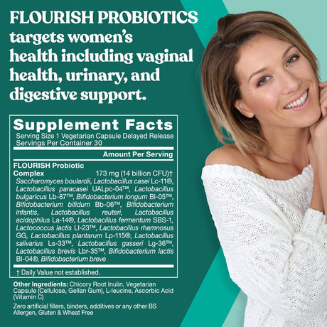 Eu Natural Flourish Probiotics + Prebiotics for Women 30 Capsulas