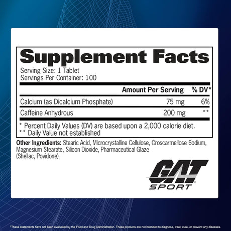 GAT Sport Essentials Caffeine Metabolism and Performance 100 Tabletas