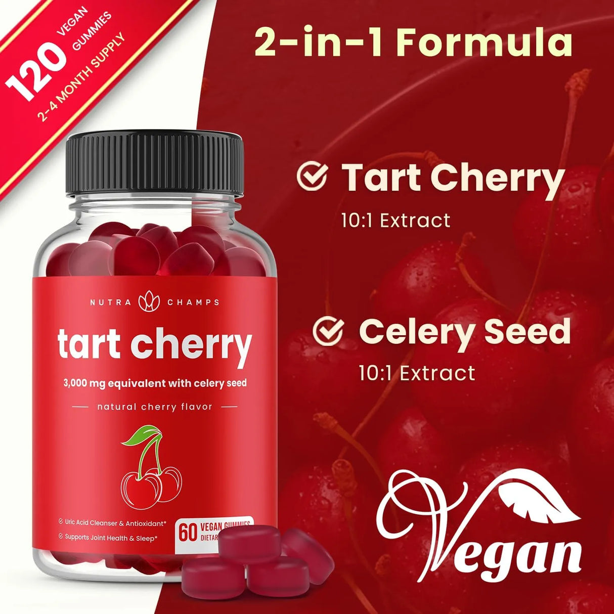 NUTRACHAMPS - NutraChamps Tart Cherry Gummies 3000Mg. 60 Gomitas 2 Pack - The Red Vitamin MX - Suplementos Alimenticios - {{ shop.shopifyCountryName }}
