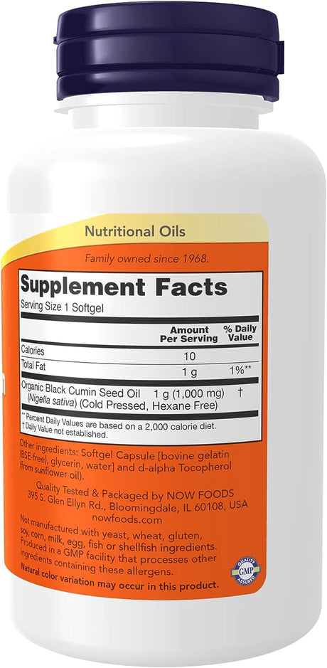 NOW Supplements Black Cumin Seed Oil 1000Mg. 60 Capsulas Blandas