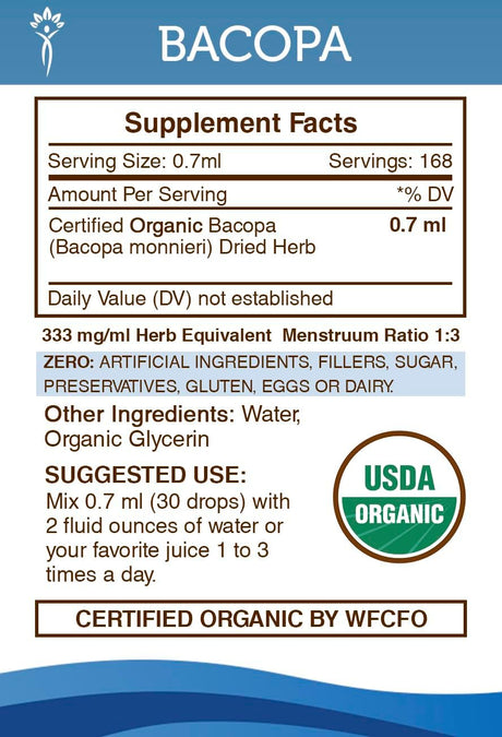 Secrets of the Tribe Bacopa USDA Organic Extract 4 Fl. Oz.