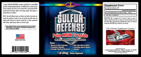 7 Lights Sulfur Defense Opti-MSM 99.9% Pure MSM Powder 454Gr.