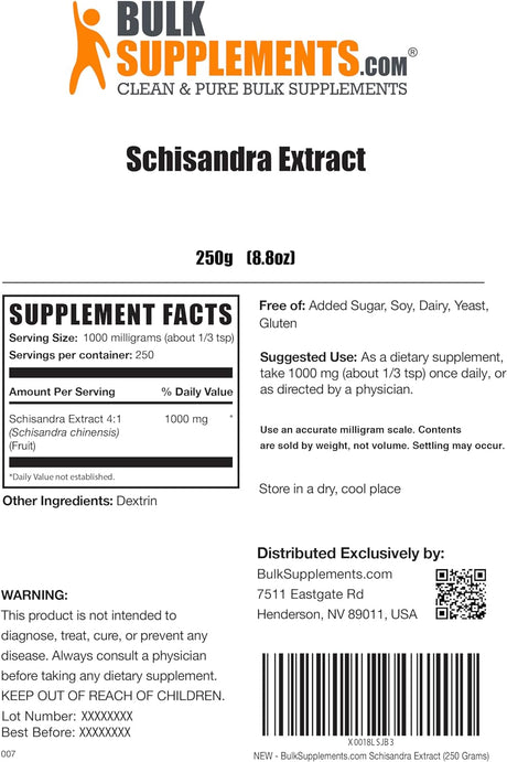 Bulk Supplements Schisandra Extract Powder 250Gr.