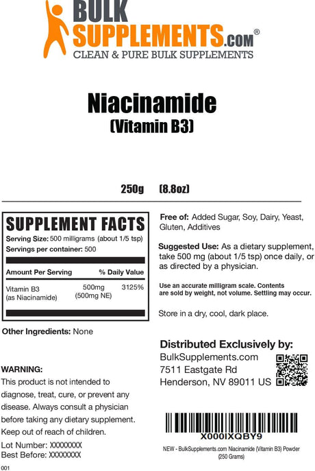 Bulk Supplements  Niacinamide Powder 250Gr.