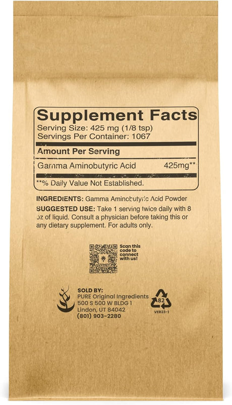 Pure Original Ingredients Gamma Aminobutyric Acid (GABA) Powder 453Gr.
